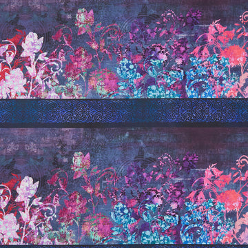 Evanescence - Floral Border Purple Yardage