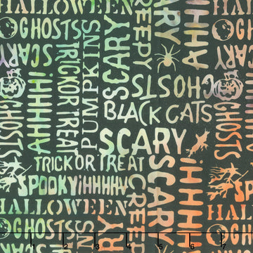 Boo Bash Batiks - Halloween Words Black Yardage
