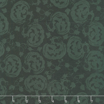 Boo Bash Batiks - Jack O Lantern Black Yardage