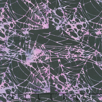 Boo Bash Batiks - Spiders and Webs Purple Black Yardage