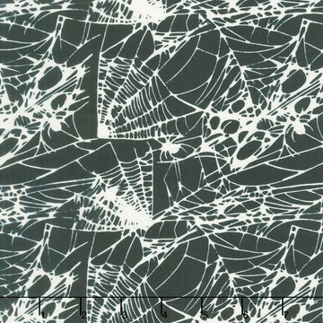 Boo Bash Batiks - Spiders and Webs Black Yardage