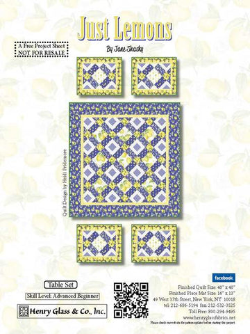 Just Lemons Table Set Free Quilt Pattern