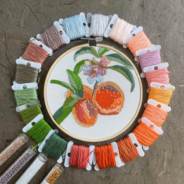 Peach Blossoms Embroidery and Beadwork Kit