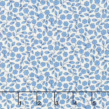 Aunt Grace 108" Premium Quilt Backs - Viney Floral Blue Yardage