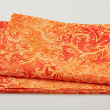 Java Batiks - Orange Scroll Orange 2 Yard Cut