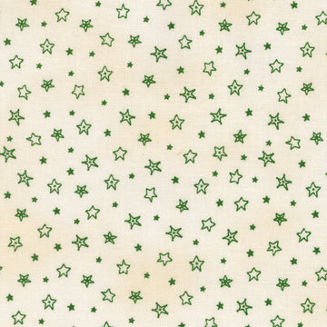Christmastime - Stars Cream Green Yardage