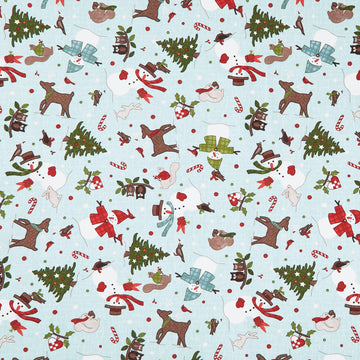 Snowtop Mountain Flannel - Christmas Toss Aqua Yardage
