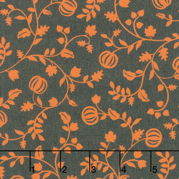 Pumpkin Grove - Pumpkin Vines Black/Orange Yardage