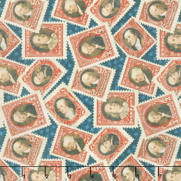 Stonehenge - America 250 Stamps Navy Multi Yardage