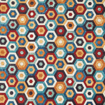 Stonehenge - Stitchin' Hexie Quilt Beige Multi Yardage
