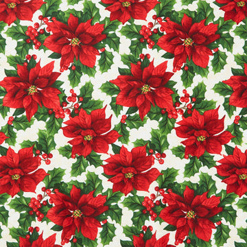 Deck the Halls - Poinsettia Beige Multi Yardage