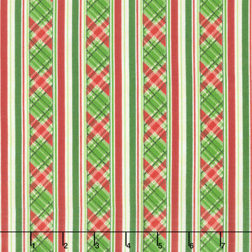 Deck the Halls - Stripe Beige Multi Yardage