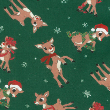 Rudolph the Red-Nosed Reindeer - Rudolph Toss Dark Green Yardage