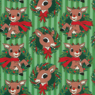 Rudolph the Red-Nosed Reindeer - Rudolph Wreath Green Yardage