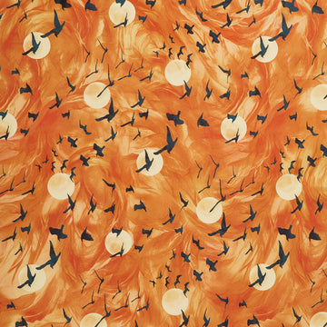 Raven's Call - Flying Ravens Orange Digitally Printed Yardage