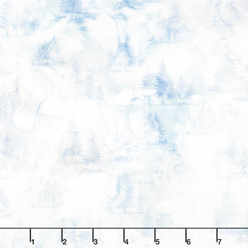 Altitude - Mini Trees Off White/Blue Yardage