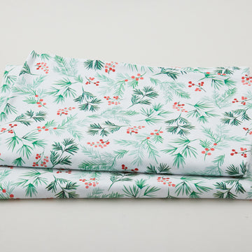 First Frost - Berry and Pine Sprig Allover White 108" Wide 3 Yard Cut