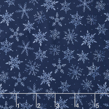 First Frost - First Snowfall Allover Dark Blue 108" Wide Backing