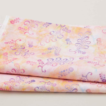 Sunlit Hummingbirds - Peach Little Flowers 2 Yard Cut