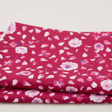 Peony Bloom - Raspberry Florals and Petals 2 Yard Cut