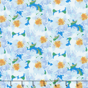 The Coastal Collection - Flowers Cornflower Yardage