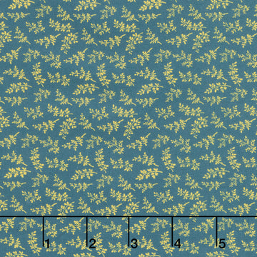Love Mom - Sprig Toss Teal Blue Yardage