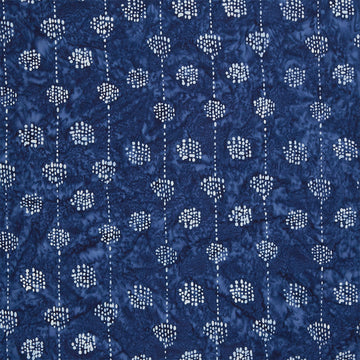 Artisan Batiks - Kasuri Dotted Circles & Stripes Blue Yardage
