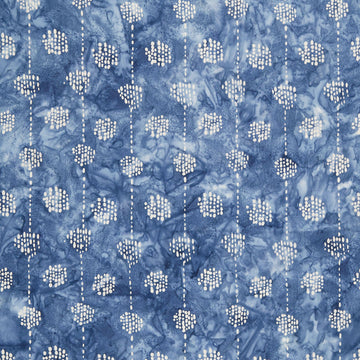 Artisan Batiks - Kasuri Dotted Circles & Stripes Denim Yardage