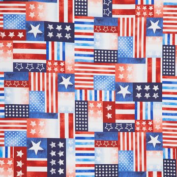 Stars and Stripes - Patchwork Stars and Stripes Blue Yardage