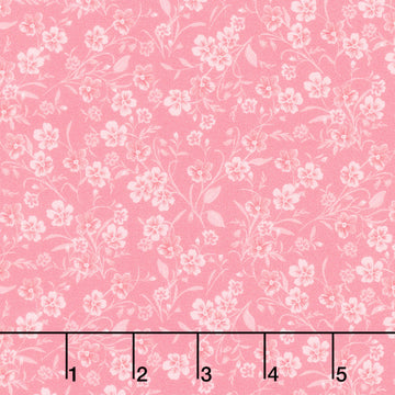 Fabric Market - Tonal Stemmed Florals Flamingo Yardage