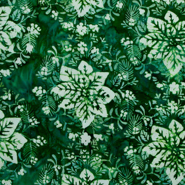 Christmas Cheer - Poinsettias Sprigs Jade Yardage