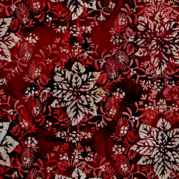 Christmas Cheer - Poinsettias Sprigs Ruby Yardage