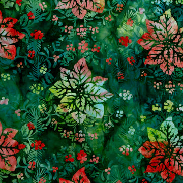 Christmas Cheer - Poinsettias Sprigs Holly Yardage