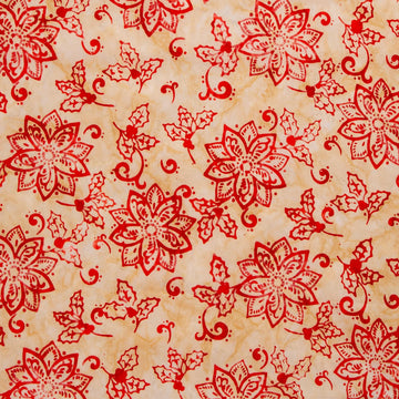Christmas Cheer - Poinsettias Swirls Pearl Yardage