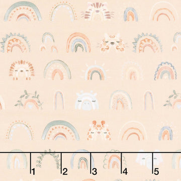 The Wild Ones - Rainbows Animal Faces Tan Yardage