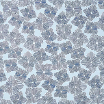 Drift Into Blue - Large Flowers Chambray Yardage