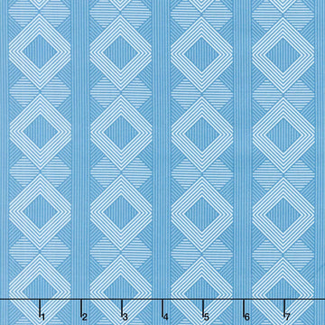 Drift Into Blue - Geometric Stripe Denim Yardage