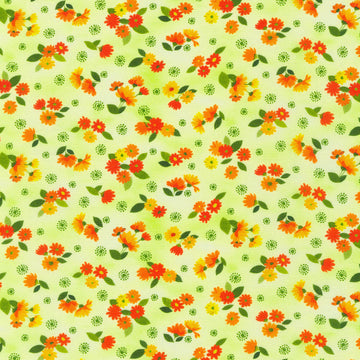 Cascading Flowers - Toss Flowers Green Yardage