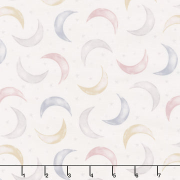 Sleepy Teddy - Moon and Stars White Multi Yardage