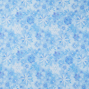 Ice Stellar - Snowflakes Light Blue Digitally Printed 108" Wide Backing