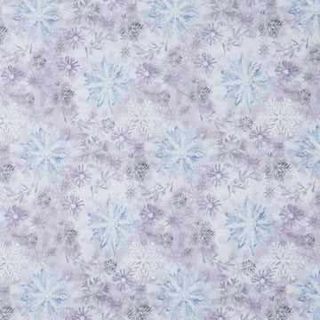 Ice Stellar - Snowflakes Silver Digitally Printed 108" Wide Backing