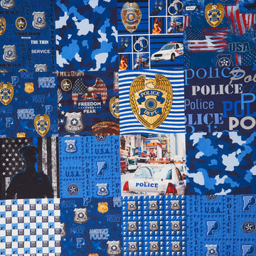 Service & Rescue - Police Dept Cheater Quilt Dark Blue Yardage