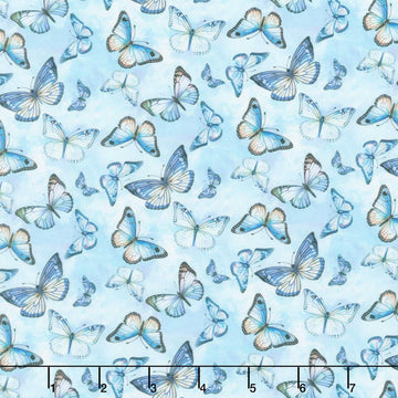 Forest Whispers - Flying Butterflies Sky Yardage