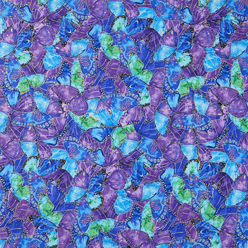 Evening Glow - Packed Wings Multi Metallic Yardage