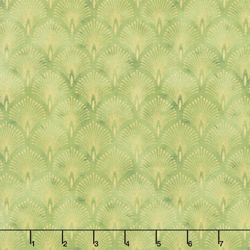Imperial Bloom - Asian Scallops Green Metallic Yardage