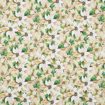 Poinsettia Radiance - Packed Poinsettia Cream Yardage