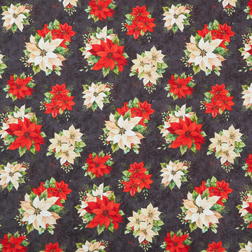 Poinsettia Radiance - Poinsettia Bouquets Black Yardage