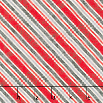 Poinsettia Radiance - Diagonal Stripe Red Black Yardage