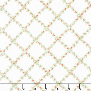 Feathered Festivities - Trellis White Yardage