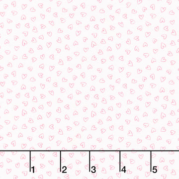 Twirling Tutus - Open Hearts White/Pink Yardage